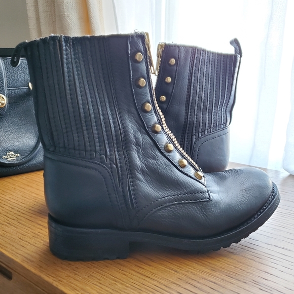 Ash Rachel Gold Studded Combat Boot - Picture 3 of 9